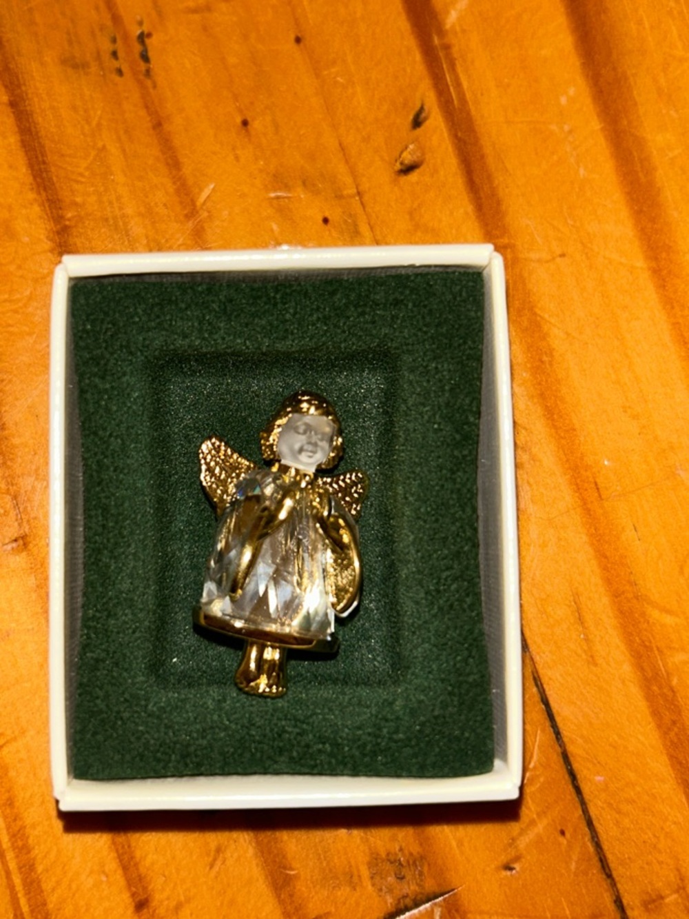 Swarovski Gold and Clear Crystal Angel Brooch